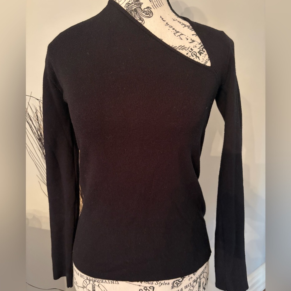 OAK + FORT Black Asymmetric Neck  Sweater